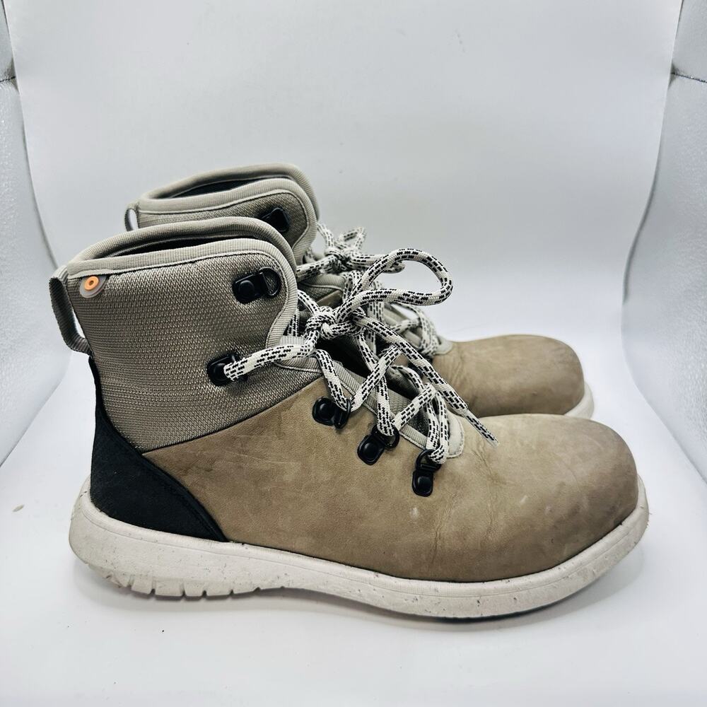 BOGS Cypress Lace ST Work Boots Women's Size 7 M Waterproof Taupe Leather - Picture 2 of 7